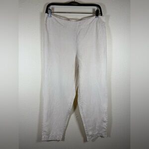 Eileen Fisher Linen Beach Coastal Organic Linen Pants S Ivory Tapered
